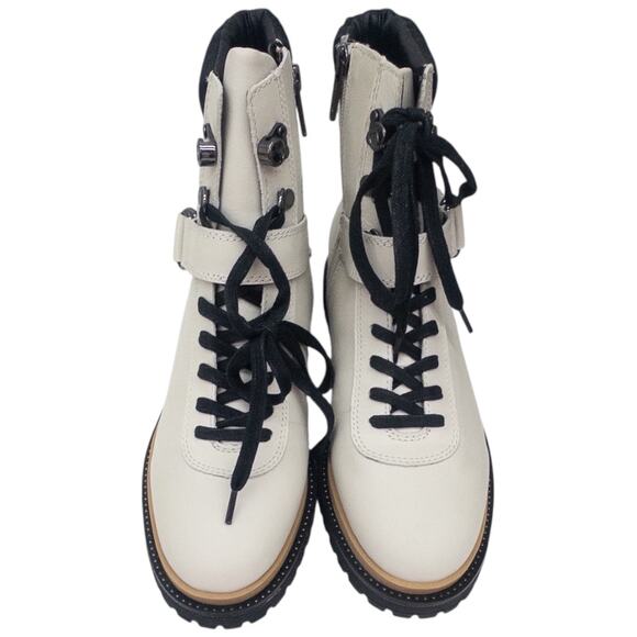 Franco Sarto Alexia Combat Boots Lug Sole Lace Up Off White Women's size 8 - Picture 5 of 9